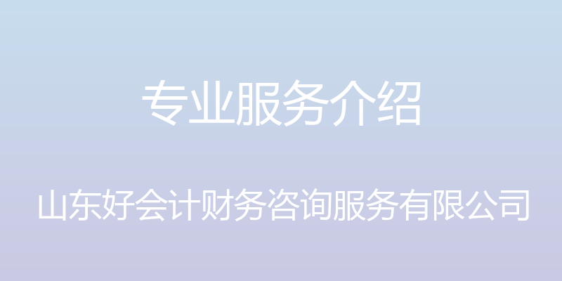 专业服务介绍 - 山东好会计财务咨询服务有限公司