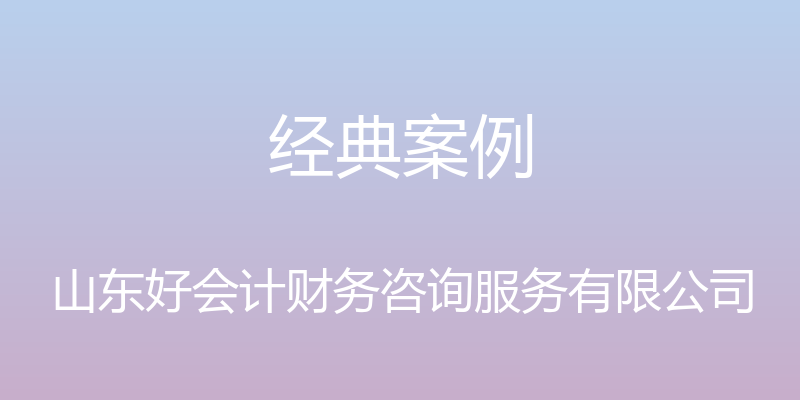 经典案例 - 山东好会计财务咨询服务有限公司