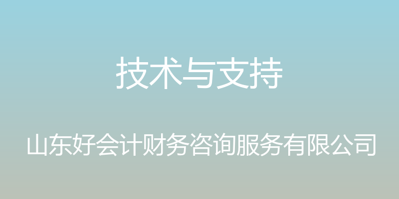 技术与支持 - 山东好会计财务咨询服务有限公司