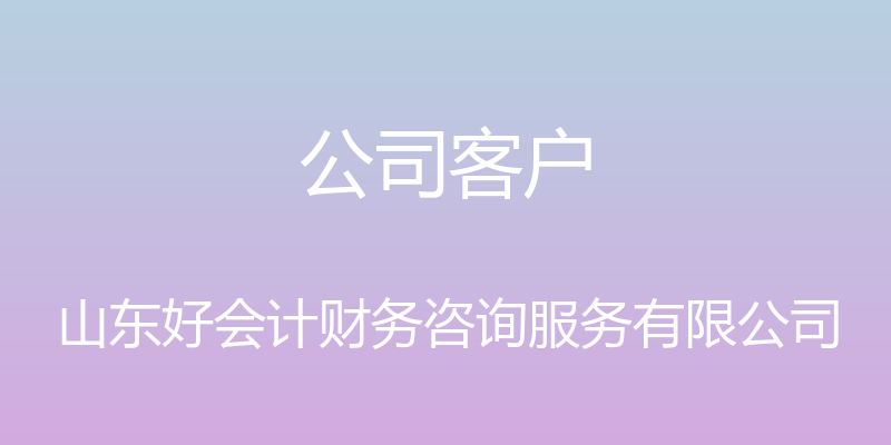 公司客户 - 山东好会计财务咨询服务有限公司