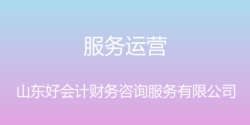 服务运营 - 山东好会计财务咨询服务有限公司