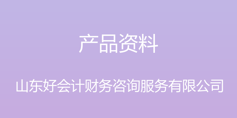 产品资料 - 山东好会计财务咨询服务有限公司